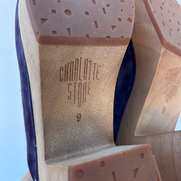 New Charlotte Stone Marlo Suede Heeled Clogs Plum Purple 9 Boho Bohemian - Picture 9 of 9